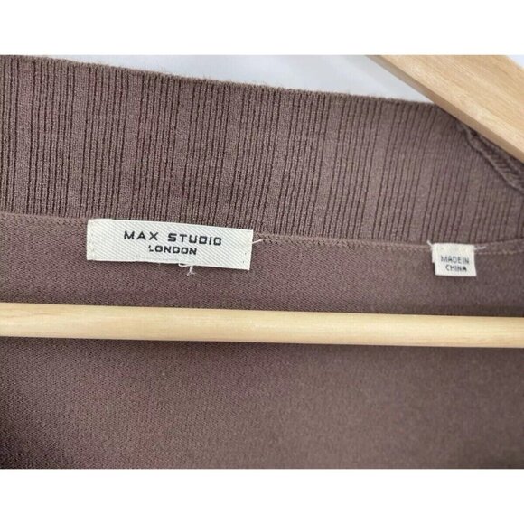 Max Studio London Women’s V-Neck Brown Sweater Soft Cozy Boho See‎ Measurements - Picture 7 of 12